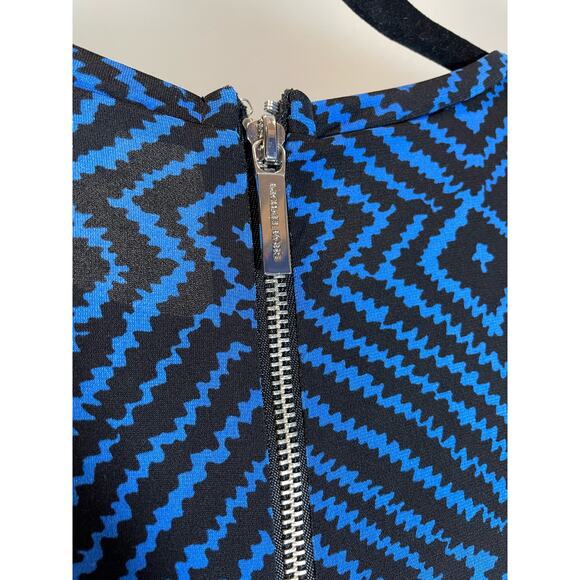 Michael Kors Blue and Black Pattered Long Sleeve Dress - Large - Picture 5 of 5